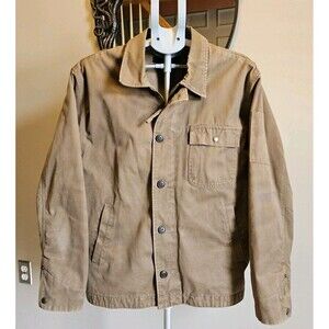 Vintage Gap Workwear Canvas Jacket Chore Utility Tan Detroit Style Mens L Y2K